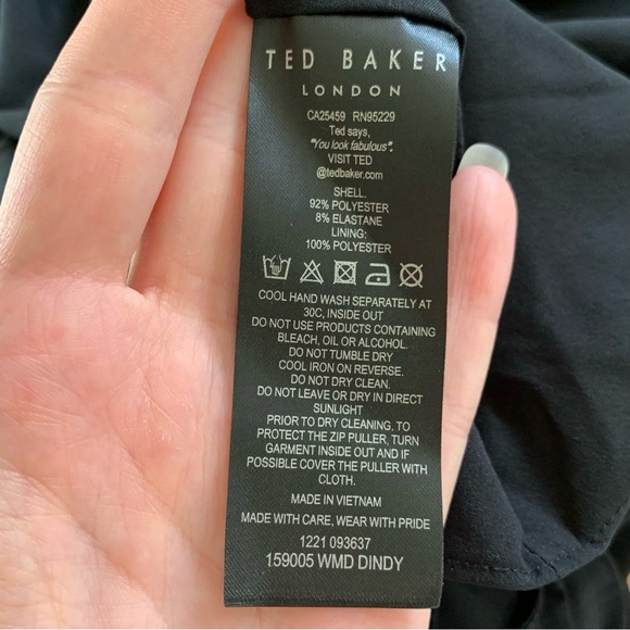 Ted Baker Dress Dindy Skater Bow Fit And Flare Black Contrast Trim Size 5 US 12 - Picture 7 of 8